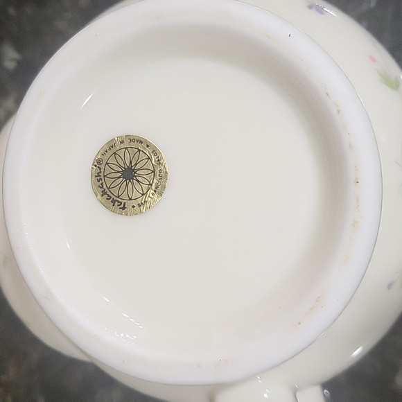 Vintage Ceramic Butterfly and Floral Tea Cup with Bag Holder 8 oz Thumb Rest - Picture 4 of 6